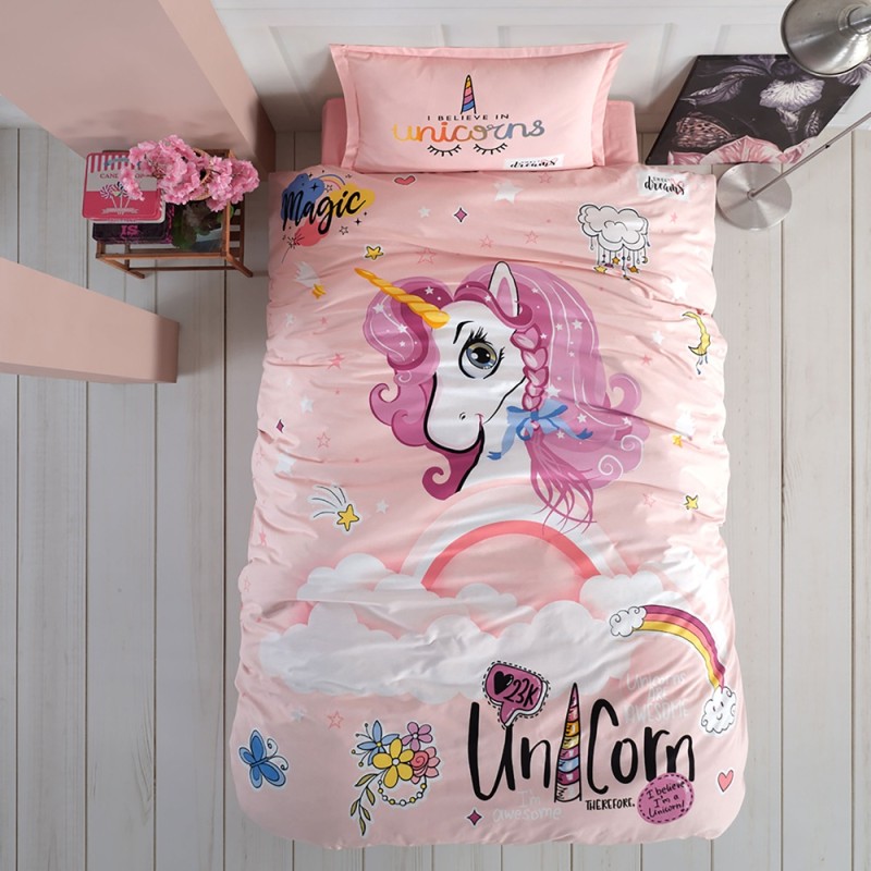 Lenjerie de pat ranforce 100% bumbac – o persoană (Pink Dreams)